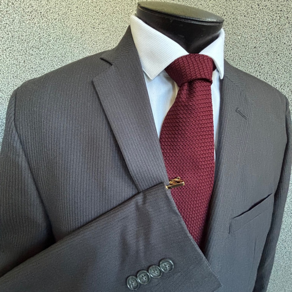 Alfani Blazer Mens 42R Grey Pinstripe Slim Fit Professional Career Office